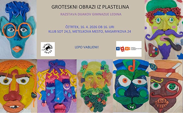 Na sliki je kolaž sedmih barvitih, ekspresivnih obrazov, izdelanih iz plastelina. Obrazi so namerno popačeni (groteskni) z močno poudarjenimi teksturami – vidne so tanke "kače" plastelina za lase in brade, izbuljene oči, veliki nosovi in dodatki, kot so očala, pipe in klobuki.